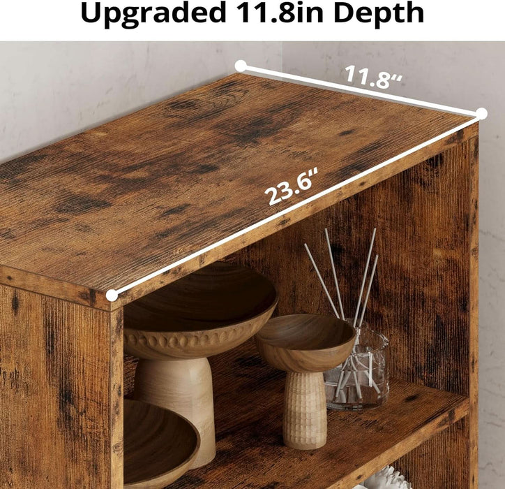 Industrial Bookshelves and Bookcases with Doors 11.8 in Depth Floor Standing 5 Shelf Display Storage Shelves Bookcase Home Decor Furniture for Home, Office, Living Room, Bedroom