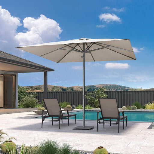 Table Sun Umbrella 10' X 10' Square Semi Auto Lift, Beige