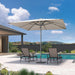 Table Sun Umbrella 10' X 10' Square Semi Auto Lift, Beige