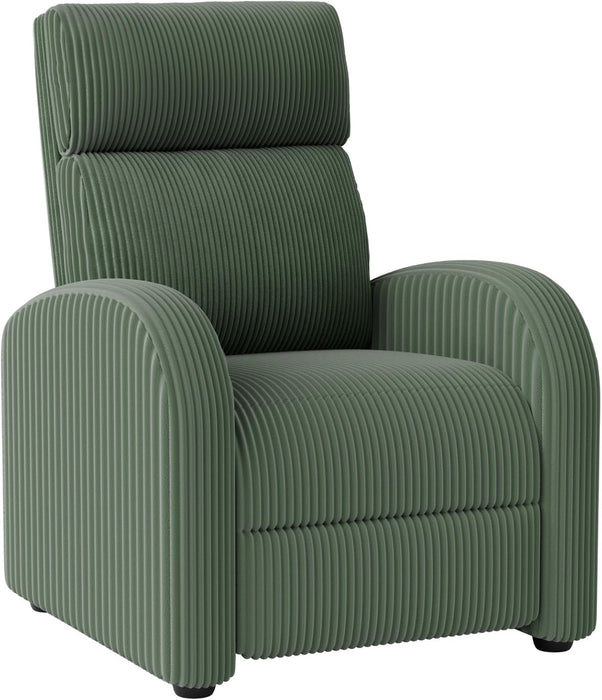 Recliner Chair Adjustable Home Theater Single Recliner Sofa Furniture with Thick Seat Cushion and Backrest Modern Living Room Recliners (Corduroy, Green)