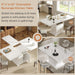 Extendable Dining Table for 4-6, 47-63 Inch Faux Marble Rectangle Kitchen Table with Storage Shelves and Wine Rack, Expandable Modern Rectangular Dinner Table for Kitchen, Dining Room, White