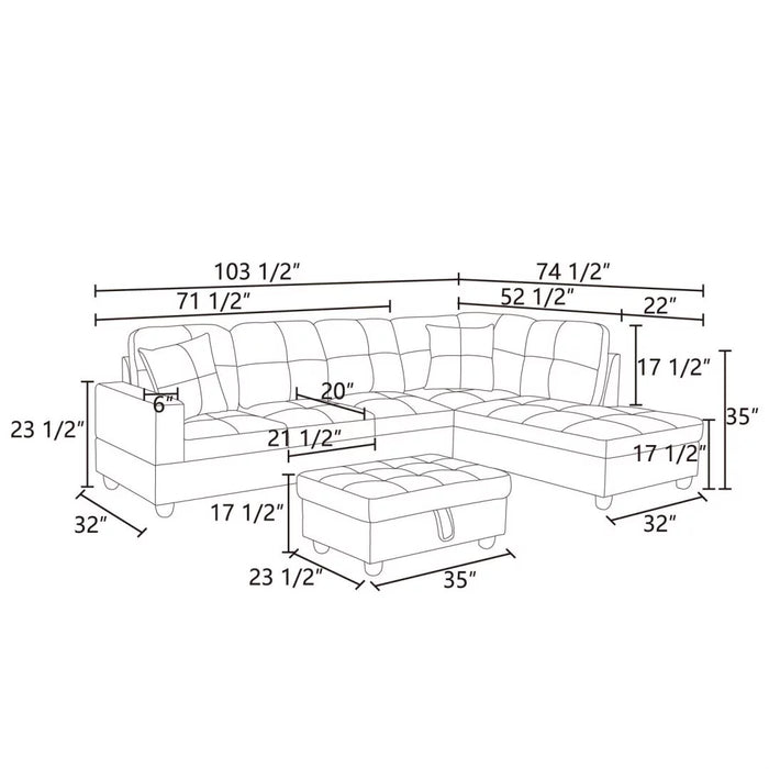 Sectional Sofa Free Combination Sectional Couch, L Shaped Sectional Sofa, Modern Sofa Set for Living Room, Taupe(Without Ottoman)