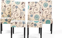 Evangeline Contemporary Fabric Dining Chairs (Set of 4), 17.5D X 26.75W X 39H Inch, Light Beige with Blue Floral, Espresso