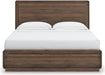 Signature Design by Ashley Hollinaze Contemporary Panel Platform Bed with LED Lighting, Foundation or Box Spring Not Needed, King, Dark Brown