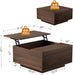 Lift Top Coffee Table, Wood Square Coffee Table with Storage, Farmhouse Coffee Tables with Hidden Storage Compartment, Center Table with Lifting Tabletop for Living Room, Home Office, Walnut