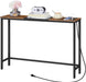 Narrow Console Table with Power Outlets, 44.9 Inches Sofa Table, Slim behind Couch Table, Entryway Table with Display Shelf, for Living Room, Foyer, Hallway, Rustic Brown and Black BF114UXG01