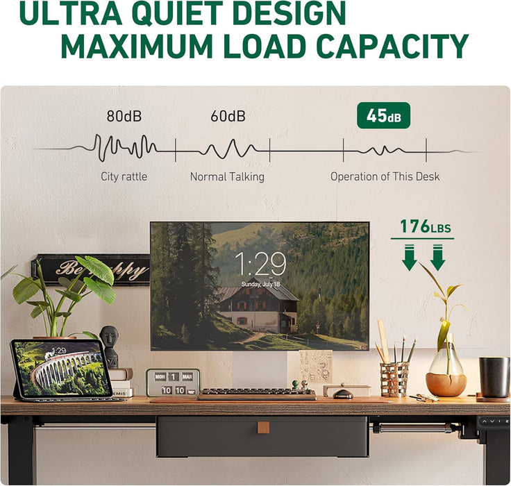 40 X 24 Inches Standing Desk with Drawer, Adjustable Height Electric Stand up Desk with Storage, Sit Stand Home Office Desk, Ergonomic Computer Desk, Black
