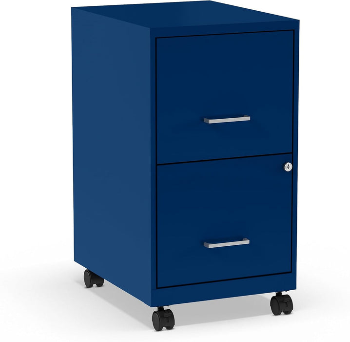 2-Drawer Vertical File Cabinet, Letter Size, Lockable, Blue