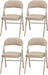 4 Pack Padded Folding Chairs, Cushioned Sand Fabric Foldable Chair, Buff