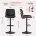 Bar Stools Set of 3, Adjustable Counter Height Bar Chairs 26"-34.5" with Swivel & Footrest, Modern Faux Leather Barstools for Kitchen Island, Dining Room,Pub,Black
