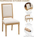 French Country Dining Chairs Set of 2, Upholstered Dining Room Chairs with Back Farmhouse Kitchen Chairs for Living Room, Kitchen, Restaurant (Beige-Square)