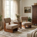 Low Profile Walnut Fabric Accent Chairs Collection