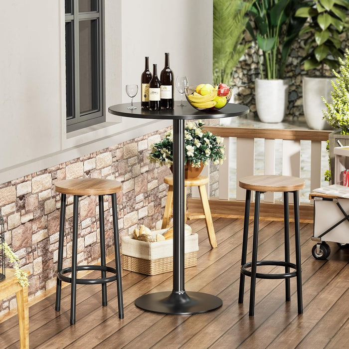 round Bar Table, Cocktail Tables with Metal Base & MDF Top, for Bistro Pub, Cafe, Black
