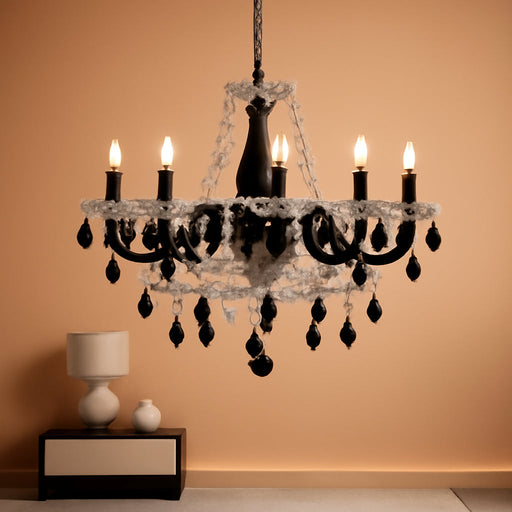 Black Crystal Chandelier Pendant Light 19in Diameter