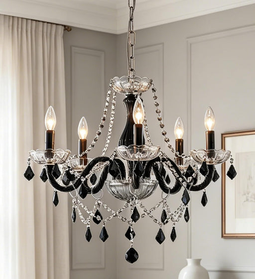 Black Crystal Chandelier Pendant Light 19in Diameter