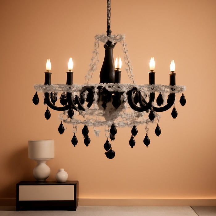 Black Crystal Chandelier Pendant Light 19in Diameter
