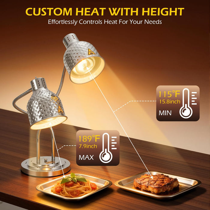 CommercialGrade FoodHeatLamp TwoHead 500W BuffetWarmer