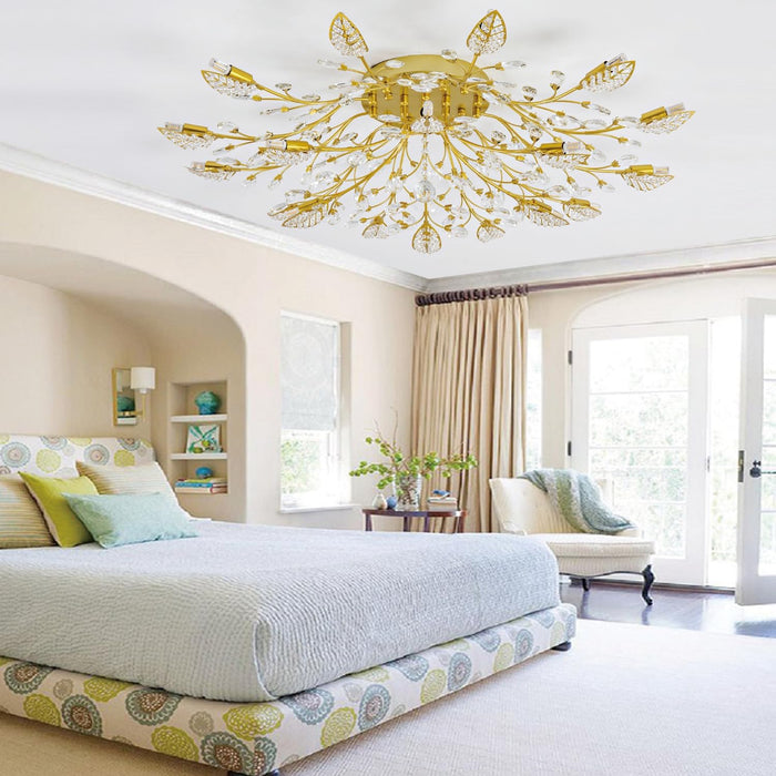 Crystal Luster Ceiling Light Chandelier Semi Flush