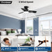 30 Inch Ceiling Fans with Lights and Remote, Bedroom Living Room Office, Flush Mount, 3CCT Dimmable, Dual Color 3 Blades 6 Speed Reversible Quiet DC Motor, Black/Wood Grain