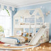 NaturalPineDurable TwinOverFull BunkBed WithSlide StorageChest Playhouse Framework