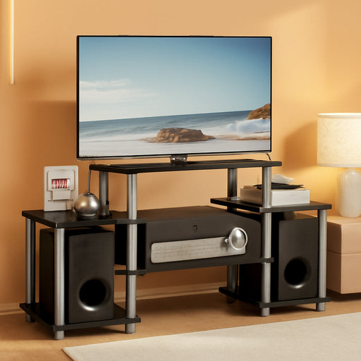 Turn-N-Tube No Tools Entertainment TV Stands, Black/Grey