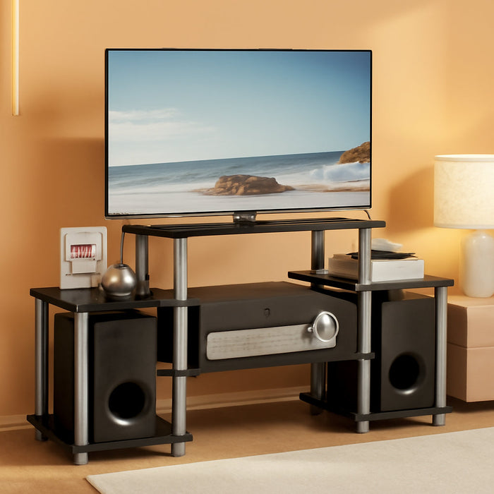 Turn-N-Tube No Tools Entertainment TV Stands, Black/Grey