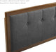 Draper Tufted Queen Fabric and Wood Headboard in Walnut Charcoal