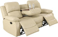 Beige Recliner Sofa Set 3PCS Manual Reclining Sofa Living Room Furniture Sets Contempary Bonded Leather Reclining Couch Set with Cup Holder/Storage Console for Home/Office (Beige, 3PCS Set)