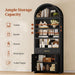 2 Pcs 84.2" Tall Arched Cabinets,Bookcase with Drawer Storage,Mid-Century Modern 6-Tier Bookshelf, 2 Book Risers and Adjustable Shelves Offering More Storage Space for Living Room,Kitchen, Black