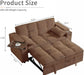 65 Inches Durable Convertible Sleeper Sofa ChocolateBrown
