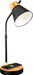 Wellness Series Wireless Charging LED Table Lamp, LED Desk Lamp and Book Light, Reading Light, Great Desk Lights for Home Office, Black with Woodgrain Accents