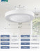 22In Enclosed Ceiling Fan with Light and Remote, White Modern Bladeless Ceiling Fan with Bright Light, Led Flush Mount Ceiling Fans for Bedroom, Living Room, Kid Room(6 Speeds, 3000-6000K)
