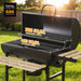 Barrel Charcoal Grill with Foldable Front Wood Shelf, 686 Sq.In. Cooking Area Outdoor Bbq Grill, Thermometer and Adjustable Air Vents for Backyard, Patio, Parties, Tailgating, Black