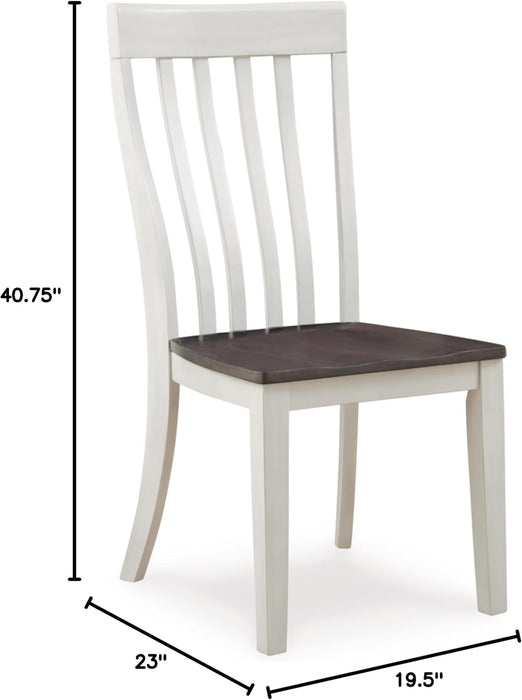Darborn Farmhouse Armless Dining Chair with Contoured Seat, Set of 2, White & Gray