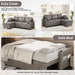 Charcoal Gray Sleeper Sofa With ReversibleStorage Chaise