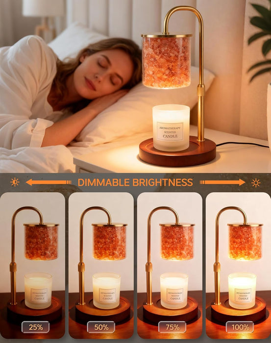 Candle Warmer Lamp with Himalayan Pink Salt, Timer & Dimmable Candle Warmer for Jar Candles, Birthday Gifts for Women Mom, House Warming Gifts, Candle Lamp Warmer for Home Decor
