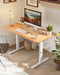 32 X 20 Small One-Piece Standing Desk, Adjustable Height Electric Computer Home Office Sit Stand up Workstation, with 4 Memory Presets, Headphone Hook, Light Vintage