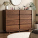 8 Drawer Walnut Dresser for Bedroom, 53" Wide Mid Century Modern Dresser