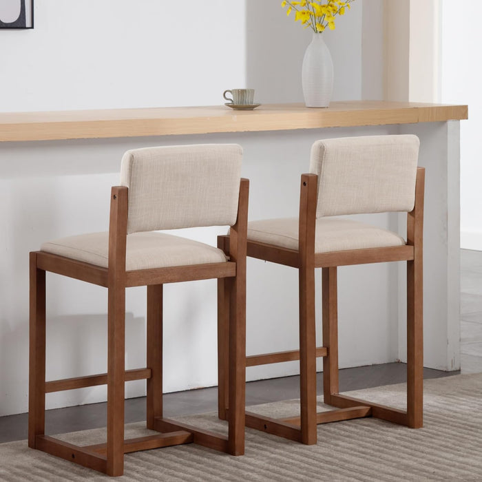 26" Bar Stools Set of 2, Linen Upholstered Counter Height Bar Stool