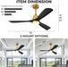 52 Inch Smart Ceiling Fan with Lights,Outdoor Ceiling Fan 3 Wood Blades Compatible with Alexa/Gg Voice Control&App&Remote,Quiet DC Motor for Covered Patio Porch Bedroom,Black and Gold