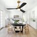 52 Inch Smart Ceiling Fan with Lights,Outdoor Ceiling Fan 3 Wood Blades Compatible with Alexa/Gg Voice Control&App&Remote,Quiet DC Motor for Covered Patio Porch Bedroom,Black and Gold