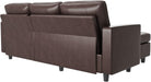 Faux Leather Sectional Sofa, Convertible Sectional Couch L Shaped Couch Sofa for Small Space, Brown