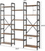 Triple Bookshelf, Bookcase with 14 Open Display Shelves, Wide Book Shelf Book Case for Home & Office, 5 Tier, Brown