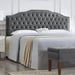 Upholstered Button Tufted King Size Headboard with Nailhead Trim, Soft Velvet Fabric Headboard King/Cal King Size -Dark Gray