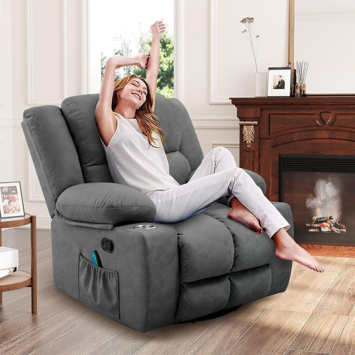 Oversized Swivel Recliner with Cup Holder