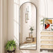 Arched Full Length Floor Mirror with Black Aluminum Frame, 59X16In