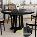 round Dining Table for 4, 47 Inches Dining Room Table with Wooden Base, Kitchen Table with Circle Tabletop, Dinner Table for Dining Room, Kitchen, Living Room, Black