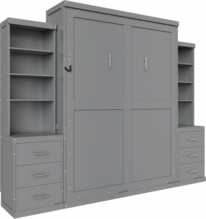 Gray Queen Murphy WallBed With Multifunctional Storage