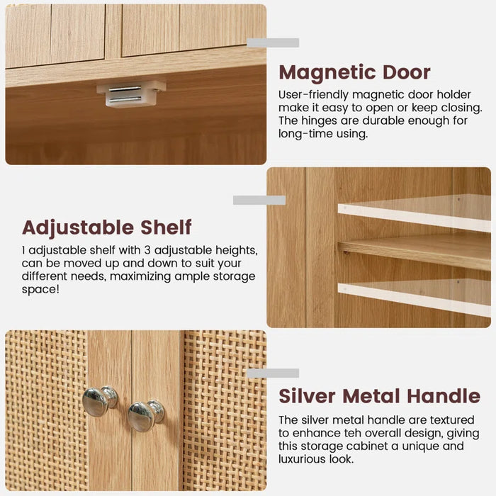 Bolten 49.4In Accent Rattan Cabinet,Storage Cabinet, Bathroom Storage Cabinet with 2 Drawer