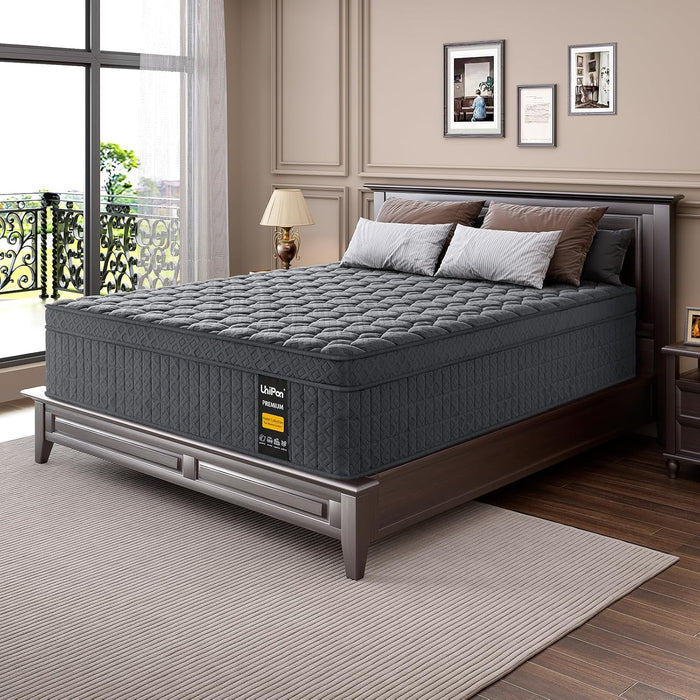 14 Inch Firm King Size Mattress, Hybrid King Mattress with Extra Back and Lumbar Support, Fiberglass Free, 365 Nights Trial & 10 Years Warranty, Motion Isolation, Enhenced Edge Support